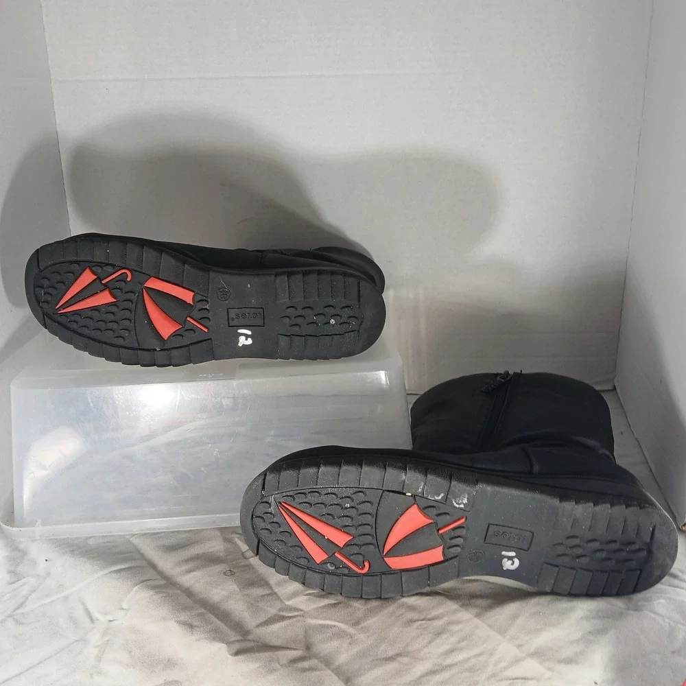 Totes Roberta Snow Boots 8.5 Black Mid Calf Side Zip‎ Winter Weatherproof